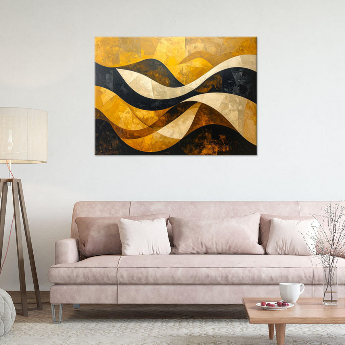 LEINWANDBILD 3D und geometrisch 120x80cm - Gelb, Textil (120/80cm) - Feeby