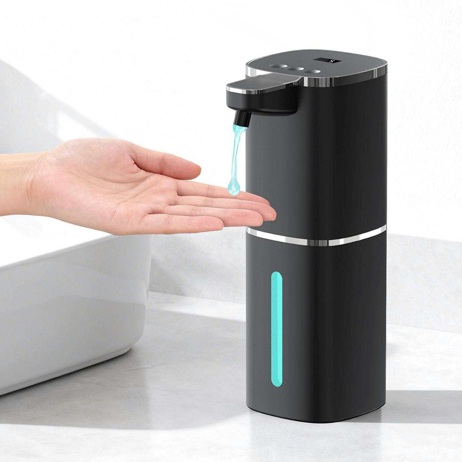 SEIFENSPENDER Automatisch 400ml Schwarz mit Display und USB - Schwarz, Kunststoff (7.5/21/11.6cm)