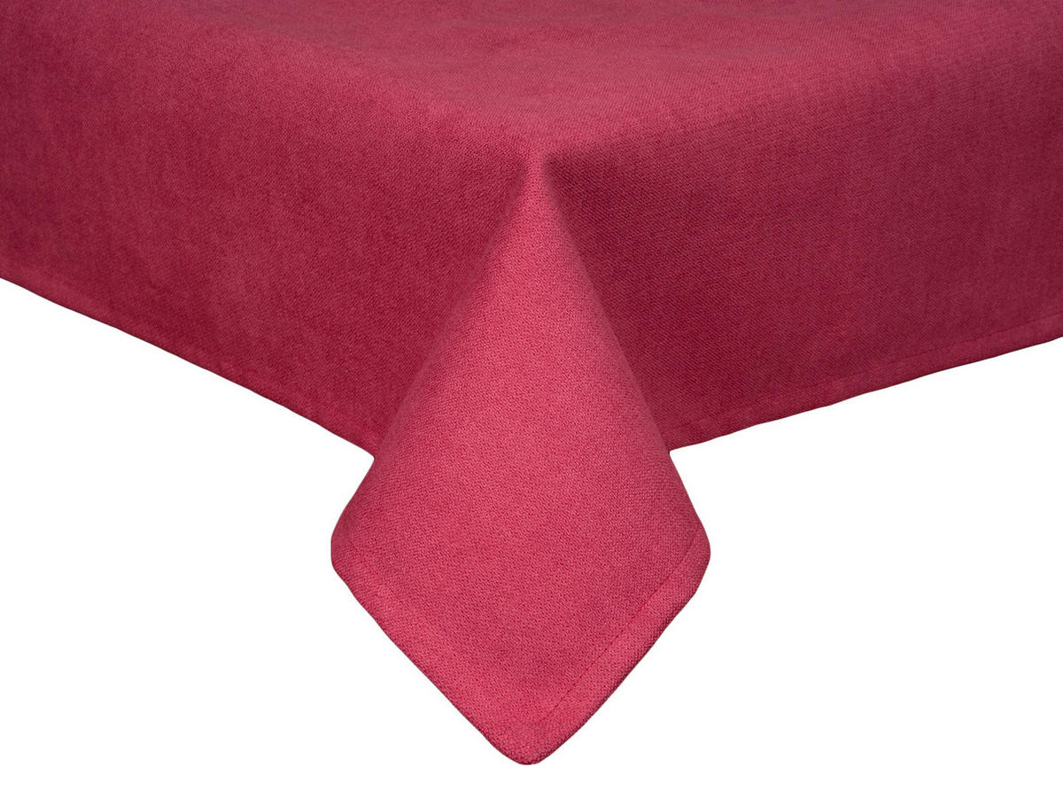TISCHDECKE FarbTon Chenille-Haptik himbeer-rot 100/100 cm - Rot, Textil (100/100cm) - beties Heimtextil