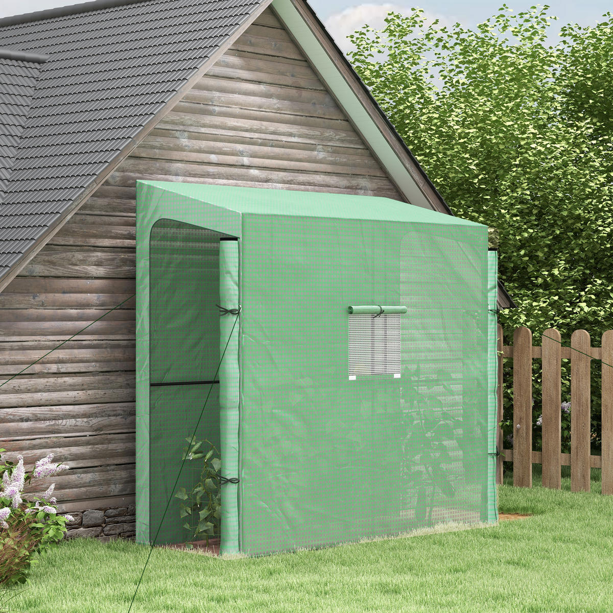 ANLEHN-GEWÄCHSHAUS DE-05701 Frühbeet, aufrollbare Türen, wetterbeständig Grün - Grün, Kunststoff/Metall (80/200/200cm) - ComfortXL