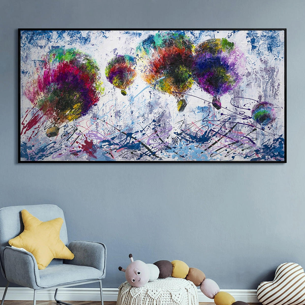 GEMÄLDE Freiflug Schattenfugenrahmen Schwarz 140x70 cm - Schwarz, Holz (140/70cm) - YS-art gallery
