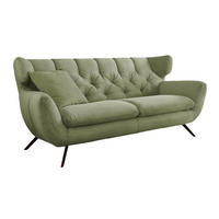 SOFA CHARME Grün Cord - Schwarz/Grün, Textil/Metall (200/94/95cm) - KAWOLA