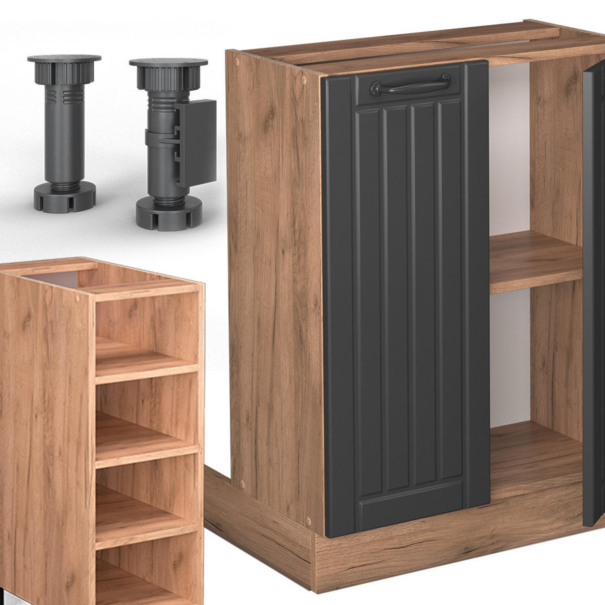 KUCHYŇSKÝ OSTROV Fame-Line Tmavě šedá - tmavě šedá, kompozitní dřevo (90/82/60cm) - Vicco