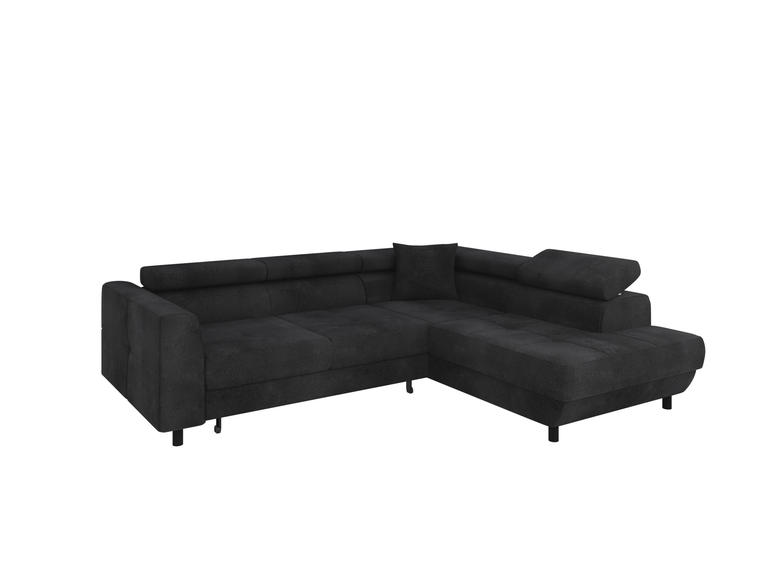 ECKSCHLAFSOFA Vena III mit Schlaffunktion und Bettkasten, Rechts montierbar, Schwarz - Dunkelgrau, Holz (254/199cm) - Homesy