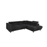 ECKSCHLAFSOFA Vena III mit Schlaffunktion und Bettkasten, Rechts montierbar, Schwarz - Dunkelgrau, Holz (254/199cm) - Homesy