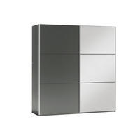 KLEIDERSCHRANK Govi 225 Graphit, zweitüriger Schiebeschrank mit Spiegel - Graphitfarben, Holzwerkstoff (225/215/65cm) - Bettso