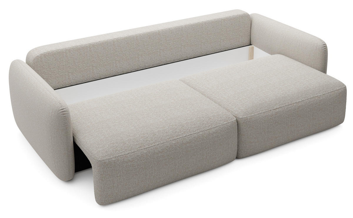 SCHLAFSOFA 240 cm Lumina, Chenille, Bettkasten, Beige - Beige, Holz (238/87/103cm) - Emporius
