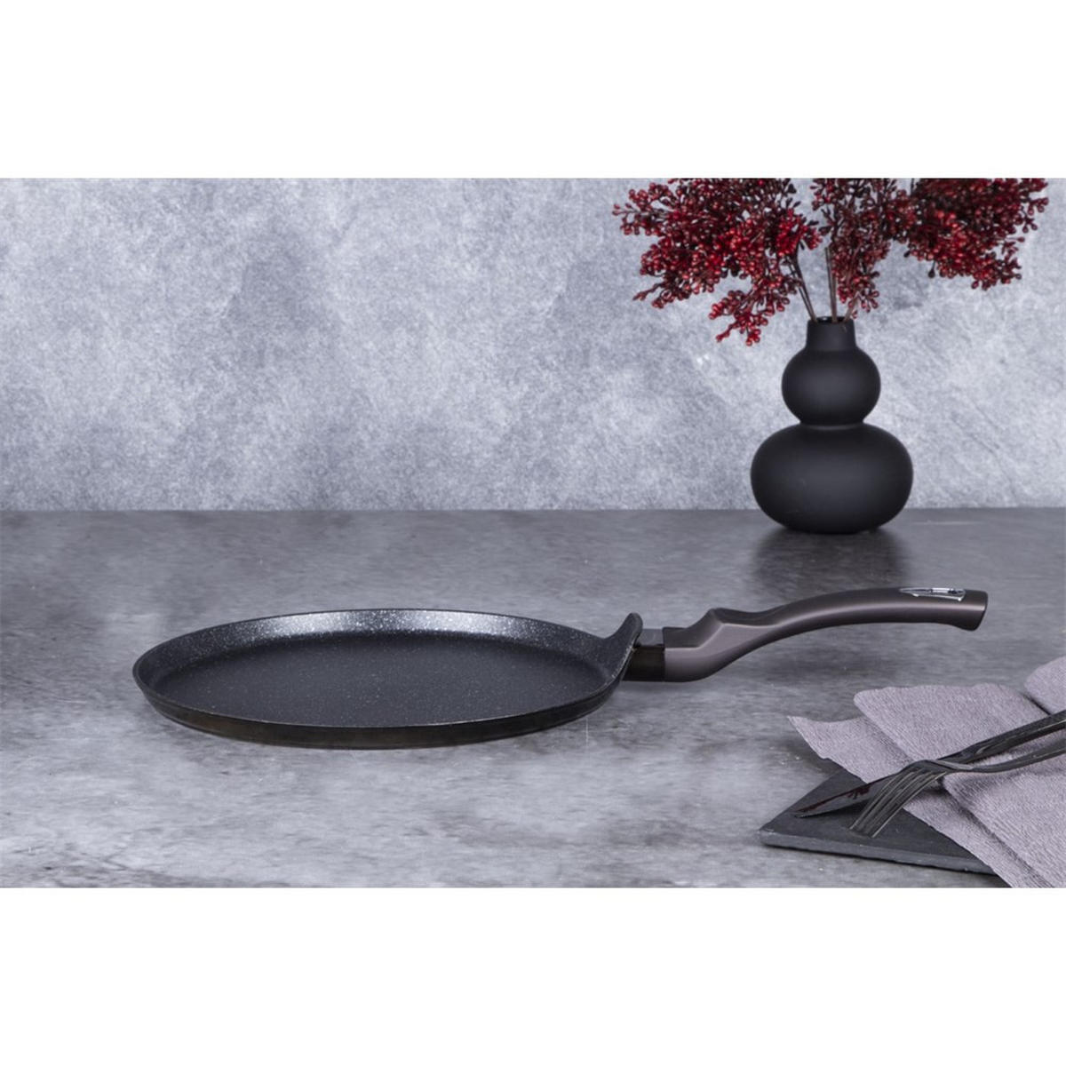 CRÊPEPFANNE Schwarz 28/28/2 cm BH7132 - Schwarz, Kunststoff (28cm) - Berlinger Haus