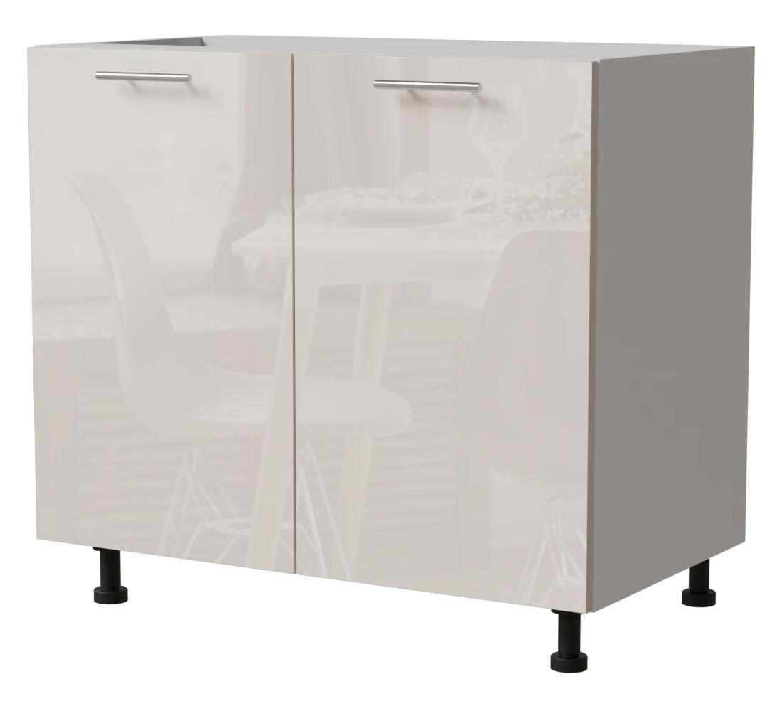 KÜCHENUNTERSCHRANK Brerra D11/90 Korpus weiß / Front RAL 9001 creme Hochglanz 90 / 50 / 82 cm - Creme/Weiß, Holz/Holzwerkstoff (90/82/50cm) - Feldmann-Wohnen