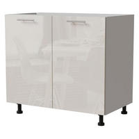 KÜCHENUNTERSCHRANK Brerra D11/90 Korpus weiß / Front RAL 9001 creme Hochglanz 90 / 50 / 82 cm - Creme/Weiß, Holz/Holzwerkstoff (90/82/50cm) - Feldmann-Wohnen