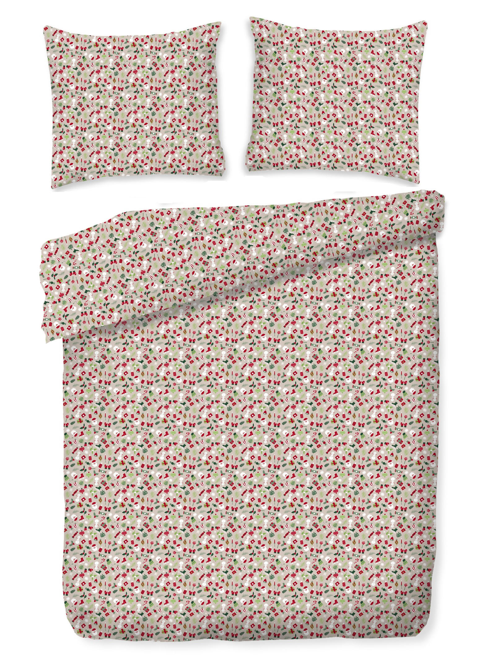 BETTWÄSCHE Mikrofaser FESTIOM, 200x220 cm, Beige, Winter Weihnachten Bettbezug, Weihnachtsdeko, Christmas, Weihnachtsmotiv - Beige, Textil (200/220cm) - home&you