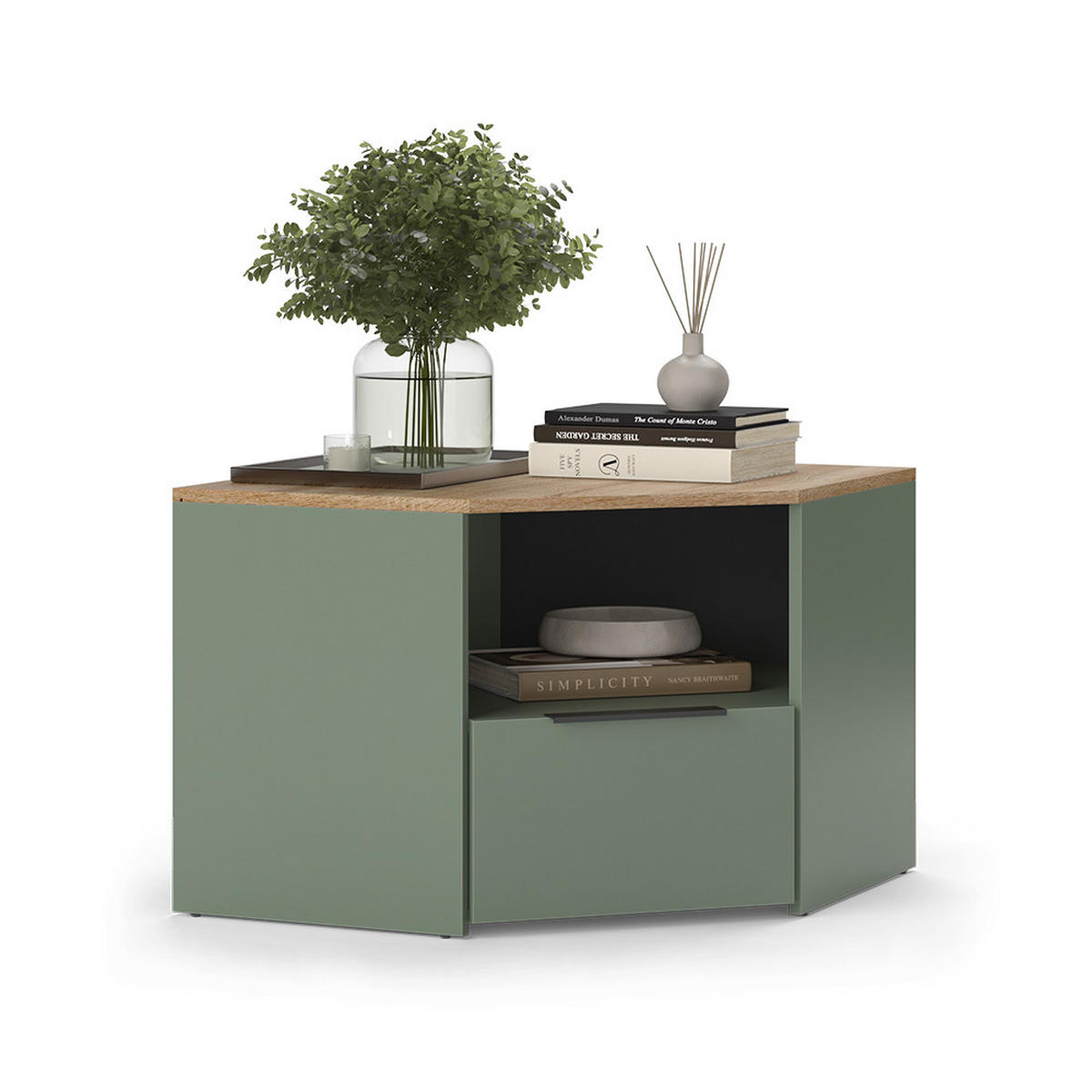 NÍZKÝ NÁBYTEK POD TELEVIZI Wido Zelená - zelená barva, kompozitní dřevo (68/50/68cm) - Vicco