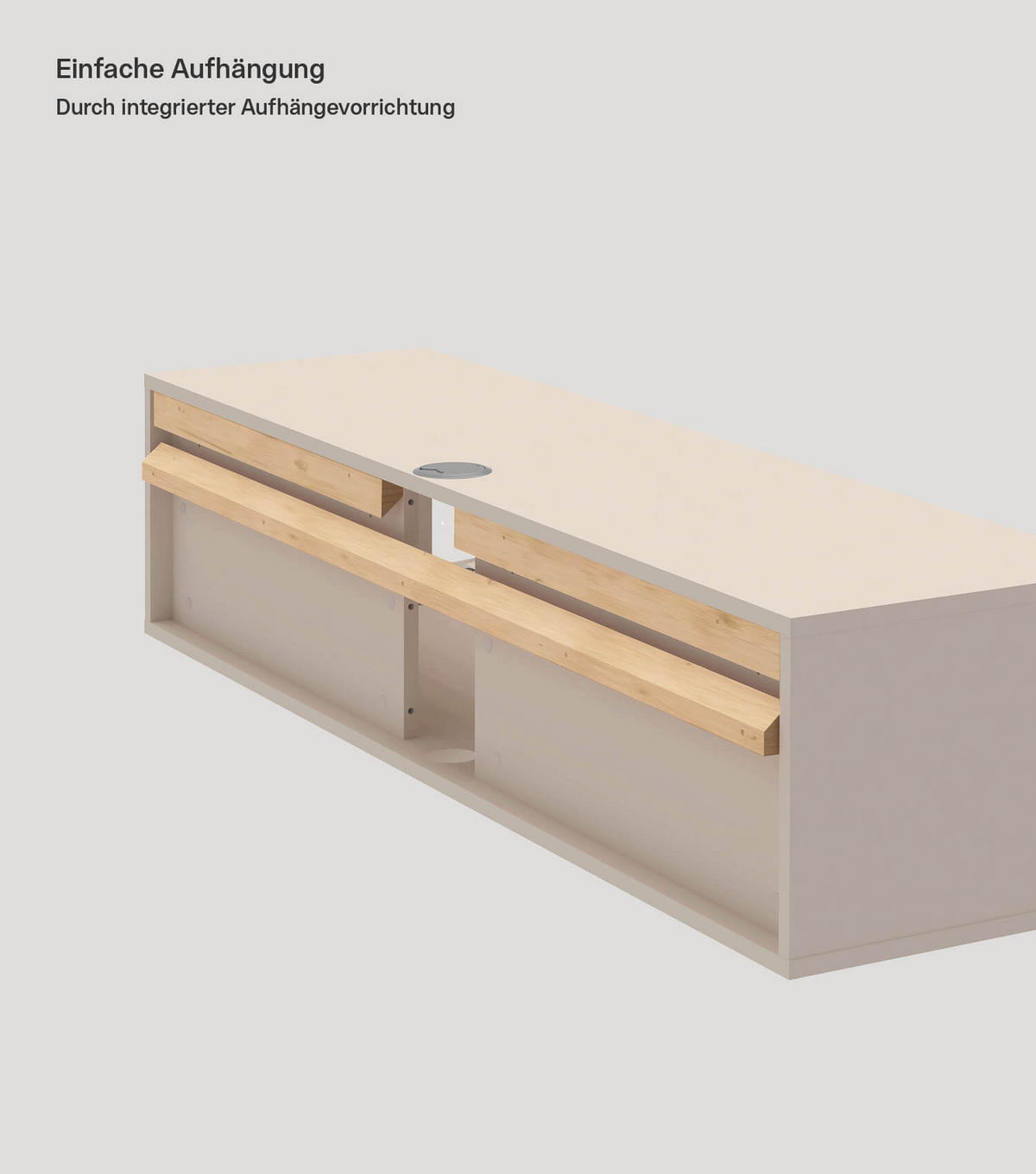 LOWBOARD Das Schwebende - Beige, Holzwerkstoff (160/36/42cm) - Mokebo