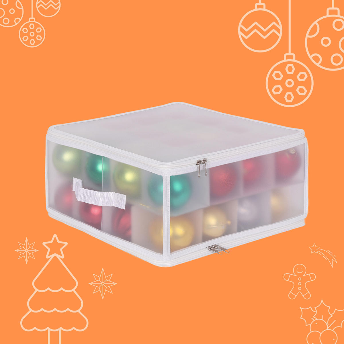 WEIHNACHTSKUGEL-AUFBEWAHRUNGSBOX - Transparent, Wellpappe/Kunststoff (36/18/36cm) - Relaxdays