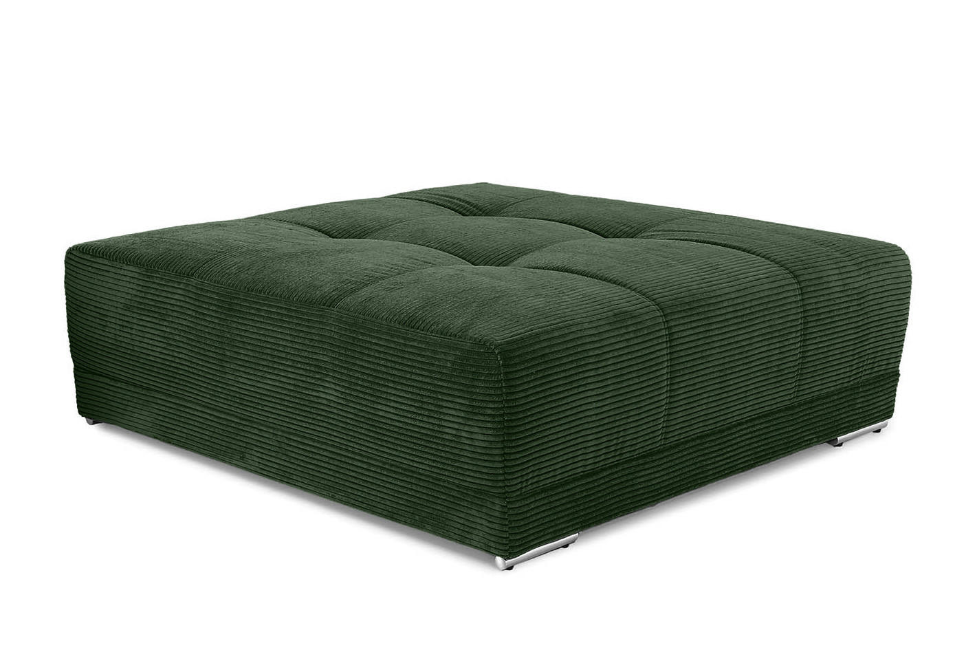 luma-home ČALOUNĚNÁ STOLIČKA XXL s pružinovým jádrem, šířka 120 cm / hloubka 120 cm / výška 39 cm (hodí se k pohovce BIG-SOFA) zelený kord / 15176
