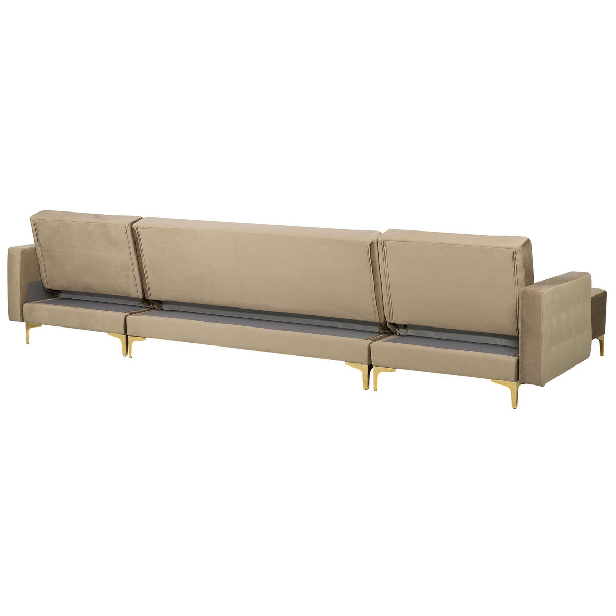 SCHLAFSOFA U-förmig Samtstoff Beige Aberdeen - Beige, Textil (348/83/168cm) - Beliani