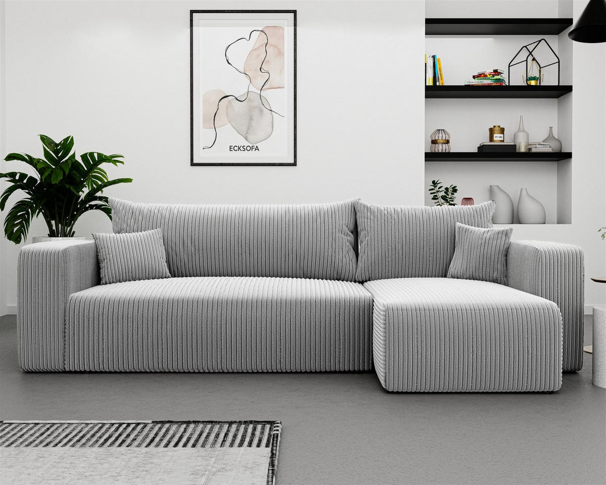 ECKSOFA Luna Mit Schlaffunktion - Hellgrau, Holzwerkstoff/Textil (145/248cm) - Fun Möbel