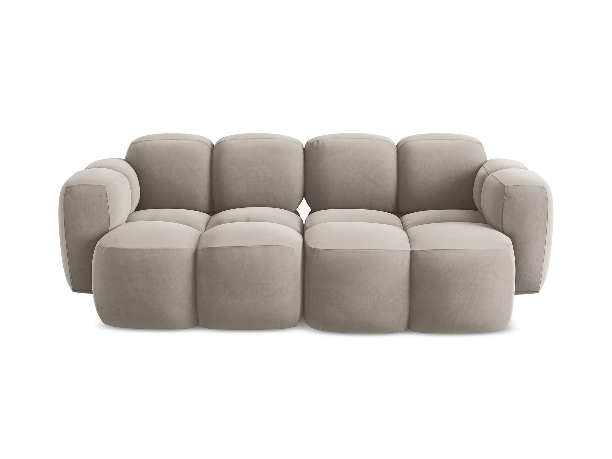 2-SITZER SOFA Samt Stoff Grau - Taupe/Schwarz, Holzwerkstoff/Kunststoff (210/72/115cm) - Makamii