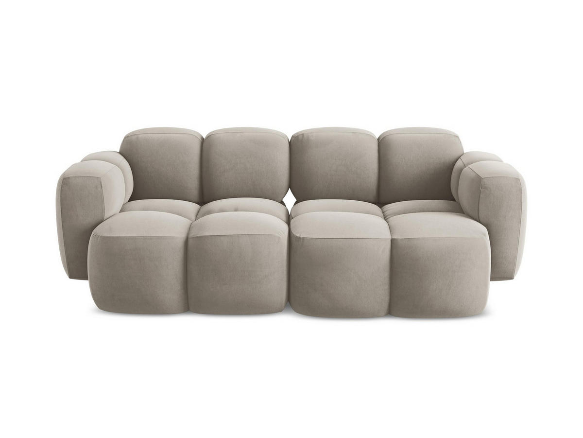 2-SITZER SOFA Samt Stoff Grau - Taupe/Schwarz, Holzwerkstoff/Kunststoff (210/72/115cm) - Makamii