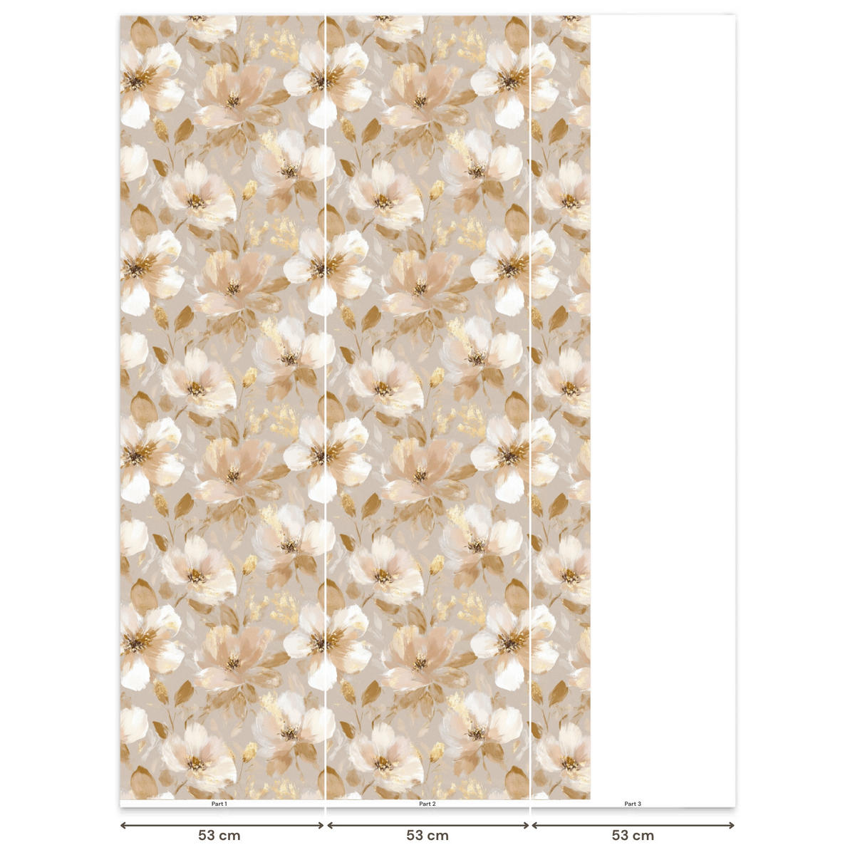 TAPETE - Blumen - künstlerisch - Gold - 120x200 cm - Beige, Papier (120/200cm) - OnlyWow