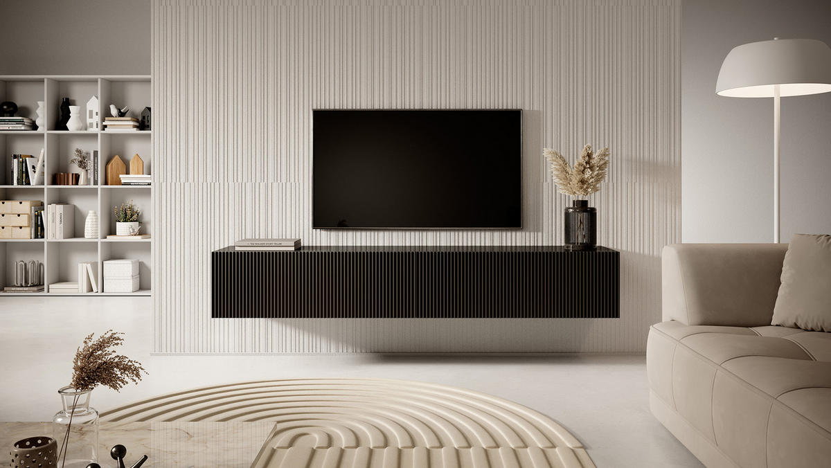 TV-HÄNGEBOARD Veldio Schwarz 175 cm - Schwarz, Holzwerkstoff (175/28.5/31.6cm) - Selsey