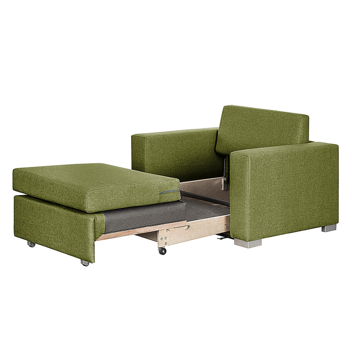 SCHLAFSESSEL - Silberfarben/Grün, Textil (110/90/90cm) - home24