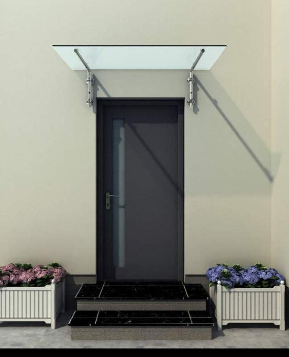 GLASVORDACH 150x90 cm Sicherheitsglas Edelstahl Satiniert L-Silber - Weiß, Glas (150/1.31/90cm) -  Glaswerk Westfalen
