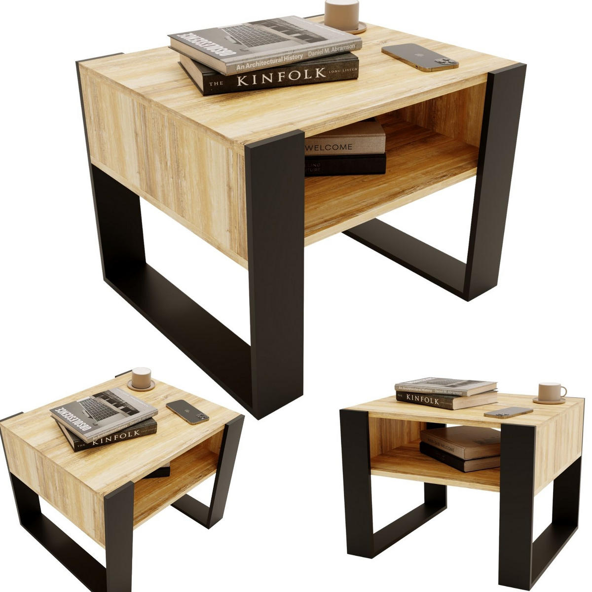 COUCHTISCH Holzwerkstoff rechteckig stabil Kiefer Milford 45/53,6/65cm - Kiefer Milford/Schwarz, Holzwerkstoff (53.6/65/45cm) - CraftPAK