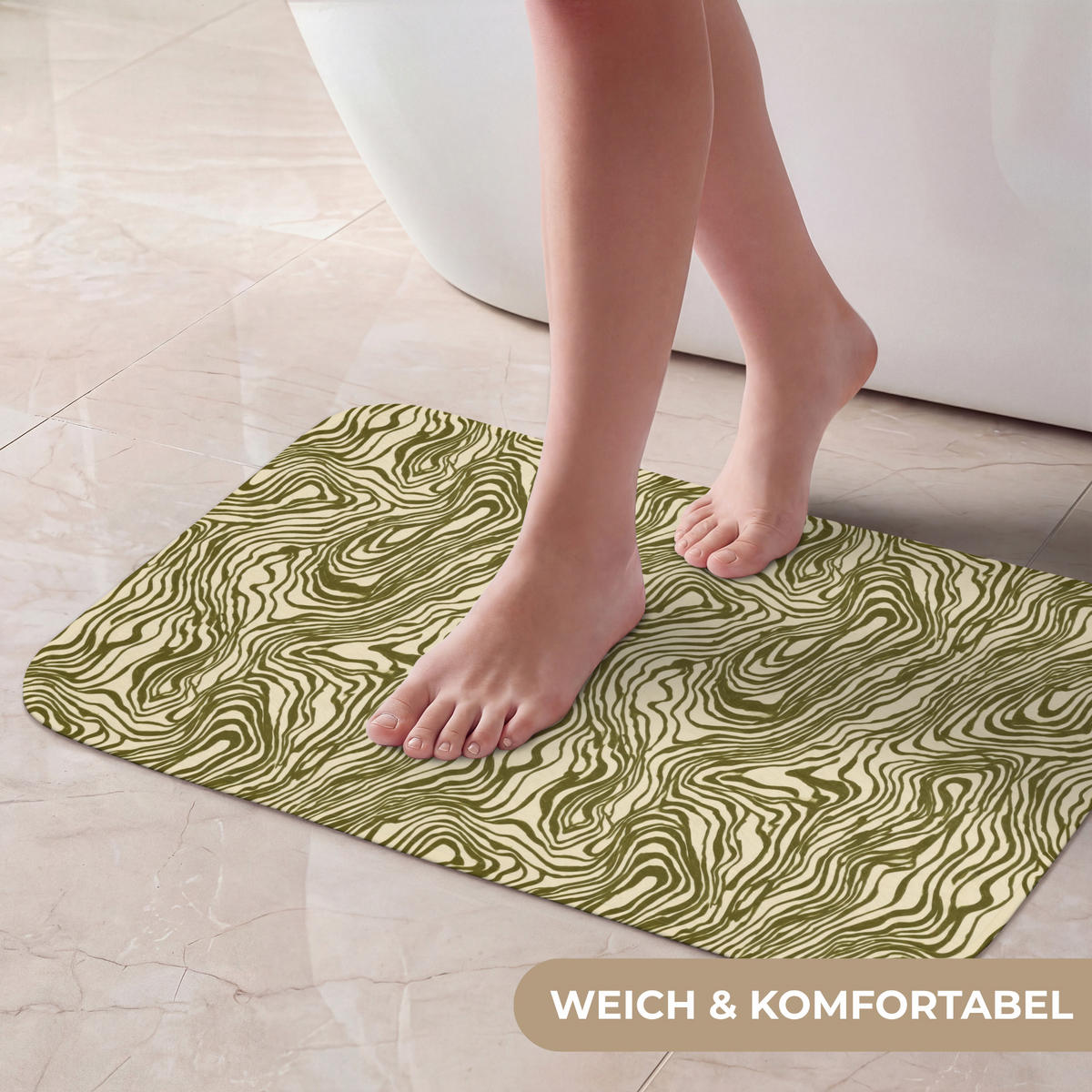 KOUPELNOVÁ PŘEDLOŽKA Abstraktní - Mramor - Zelený 60x40 cm - tmavě zelená, textil/plast (60/40cm)