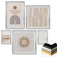 WANDBILDER 5er Set - 50x50 cm & 20x30 cm & 40x60 cm Silberner Rahmen - Abstrakte Landschafts- und Naturgeometrie - Silberfarben, Kunststoff (40/60cm) - ArtPrintCave