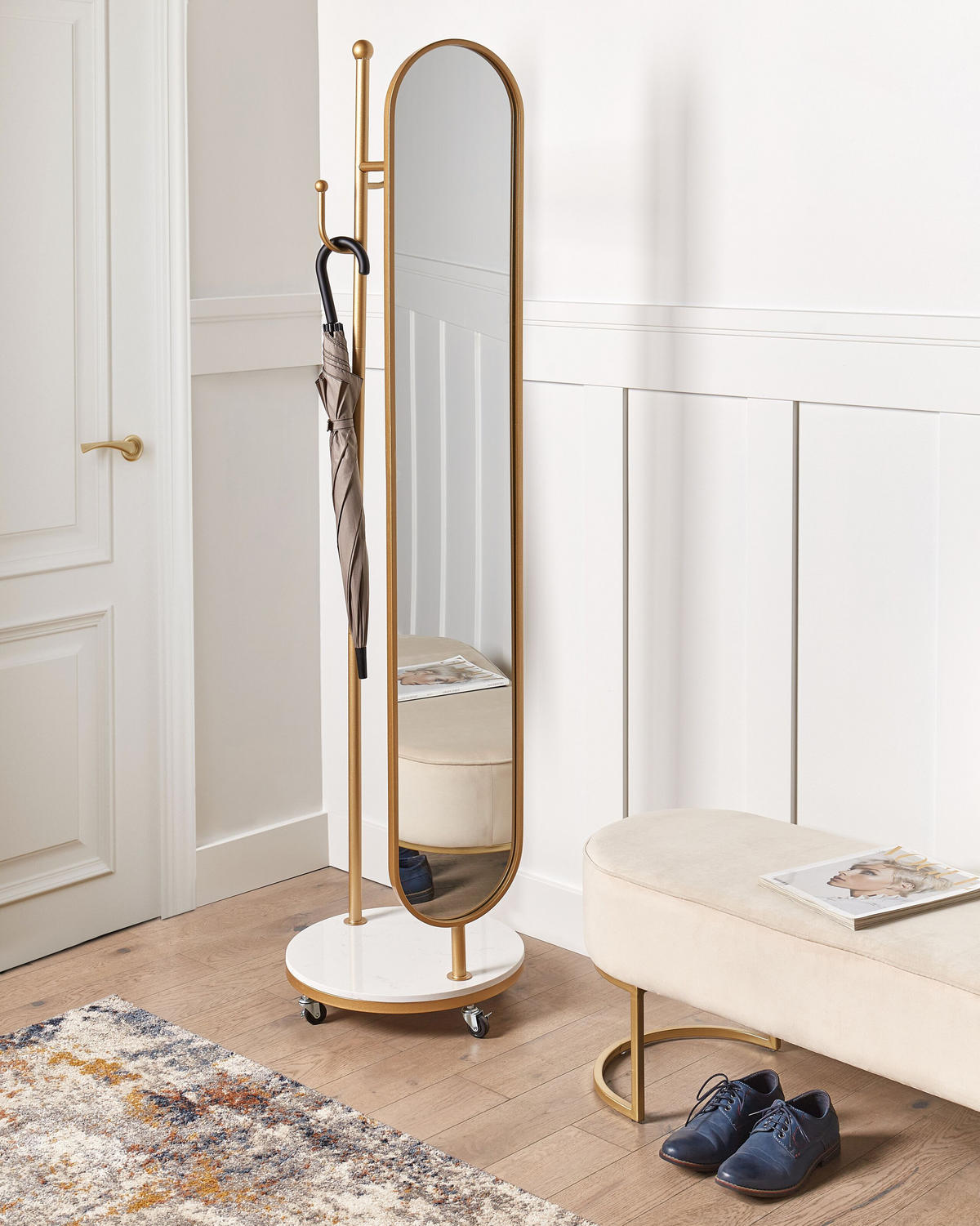 GARDEROBENSTÄNDER LORENA 172 cm Lorena - Goldfarben/Weiß, Metall (44/172/10cm) - Beliani