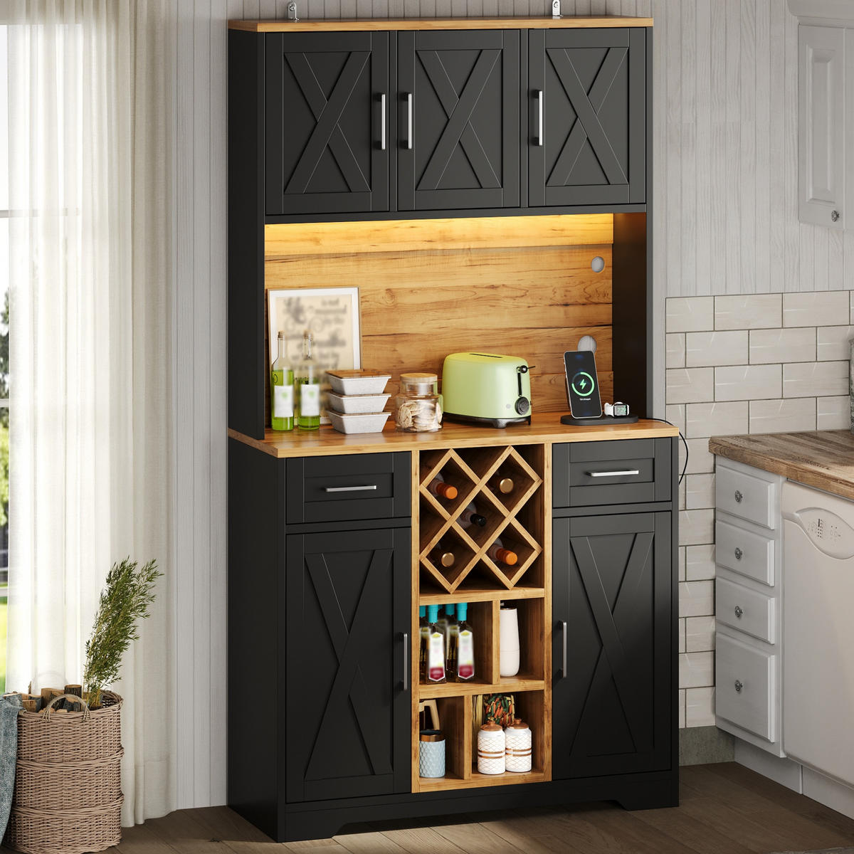 GESCHIRRSCHRANK Naturfarben 105/40/180 - Naturfarben, Holzwerkstoff (105/180/40cm)