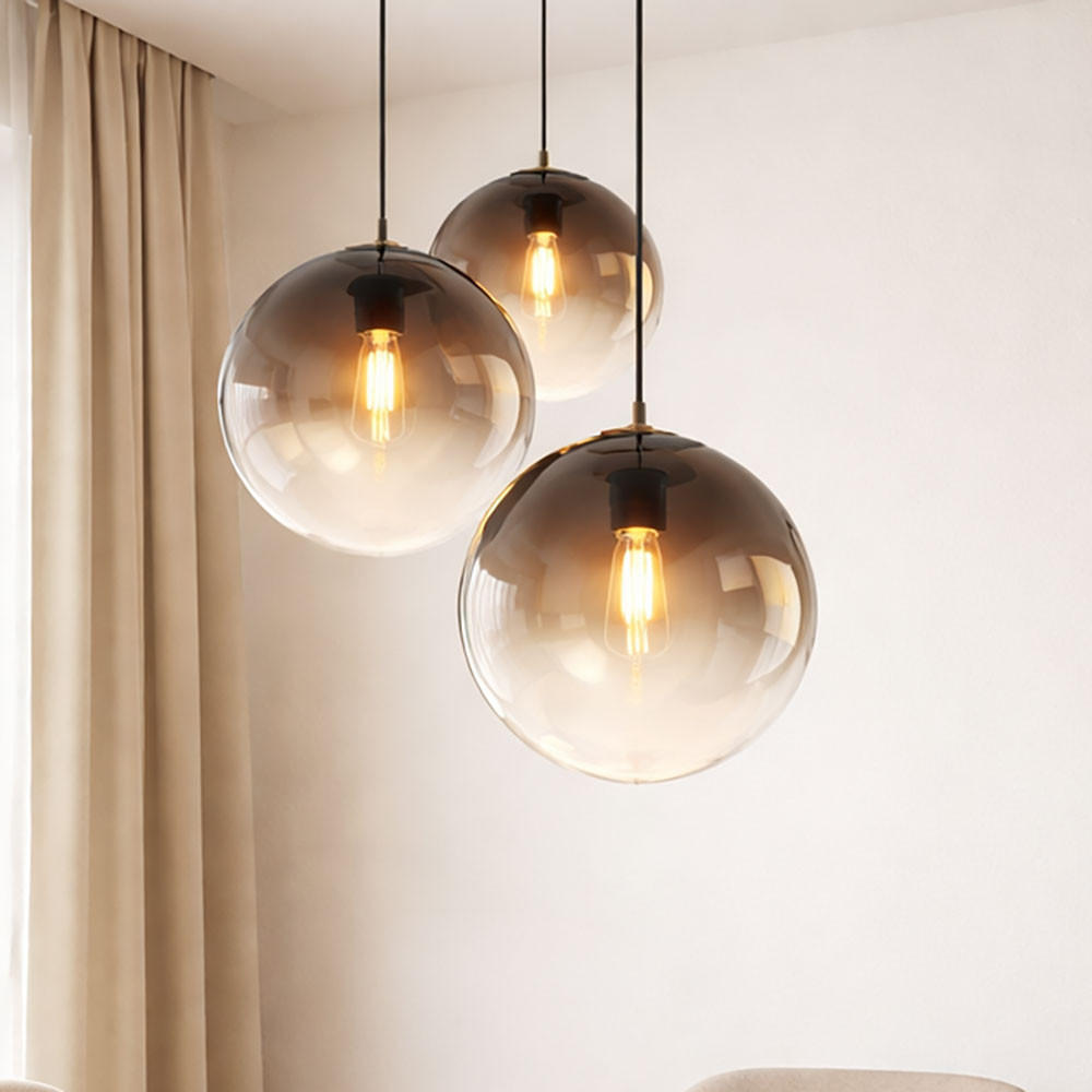 LED HÄNGELEUCHTE VARUS Grau Chrom - Grau, Glas (51/51/120cm) - Globo Lighting