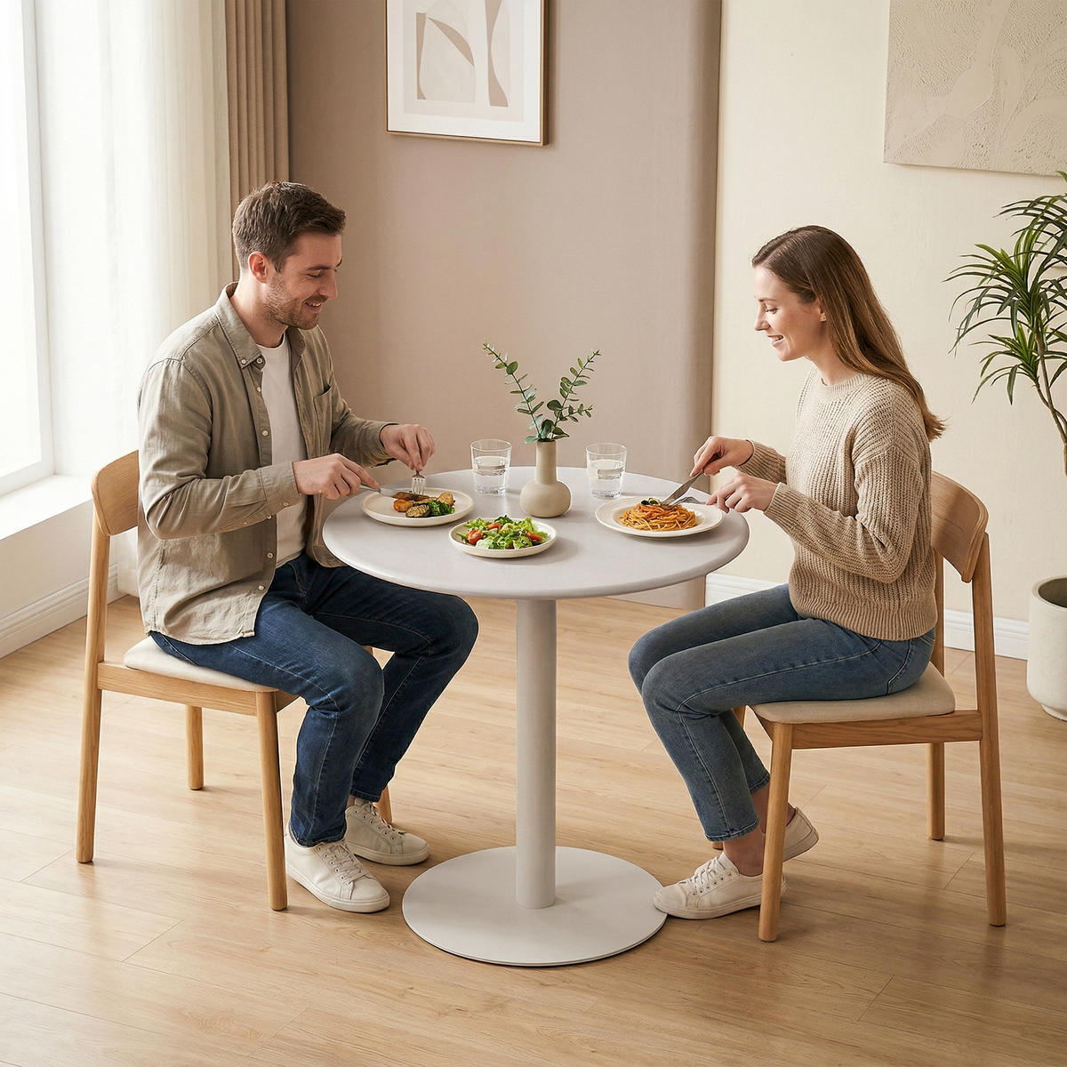 ESSTISCH Stahl Beige - Beige, Metall (60/60/72cm) - HOMCOM