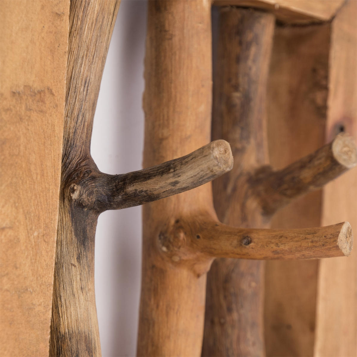 WANDGARDEROBE Leonor 25 Mahagoni Massivholz, 3 Haken naturfarben - Naturfarben, Holz (11/25/25cm) - CREEDWOOD