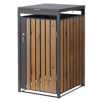 SADA na popelnice, 1 ks, antracitová barva s dřevěným vzhledem - tmavě hnědá, kov (68/120/80cm) - ML-DESIGN