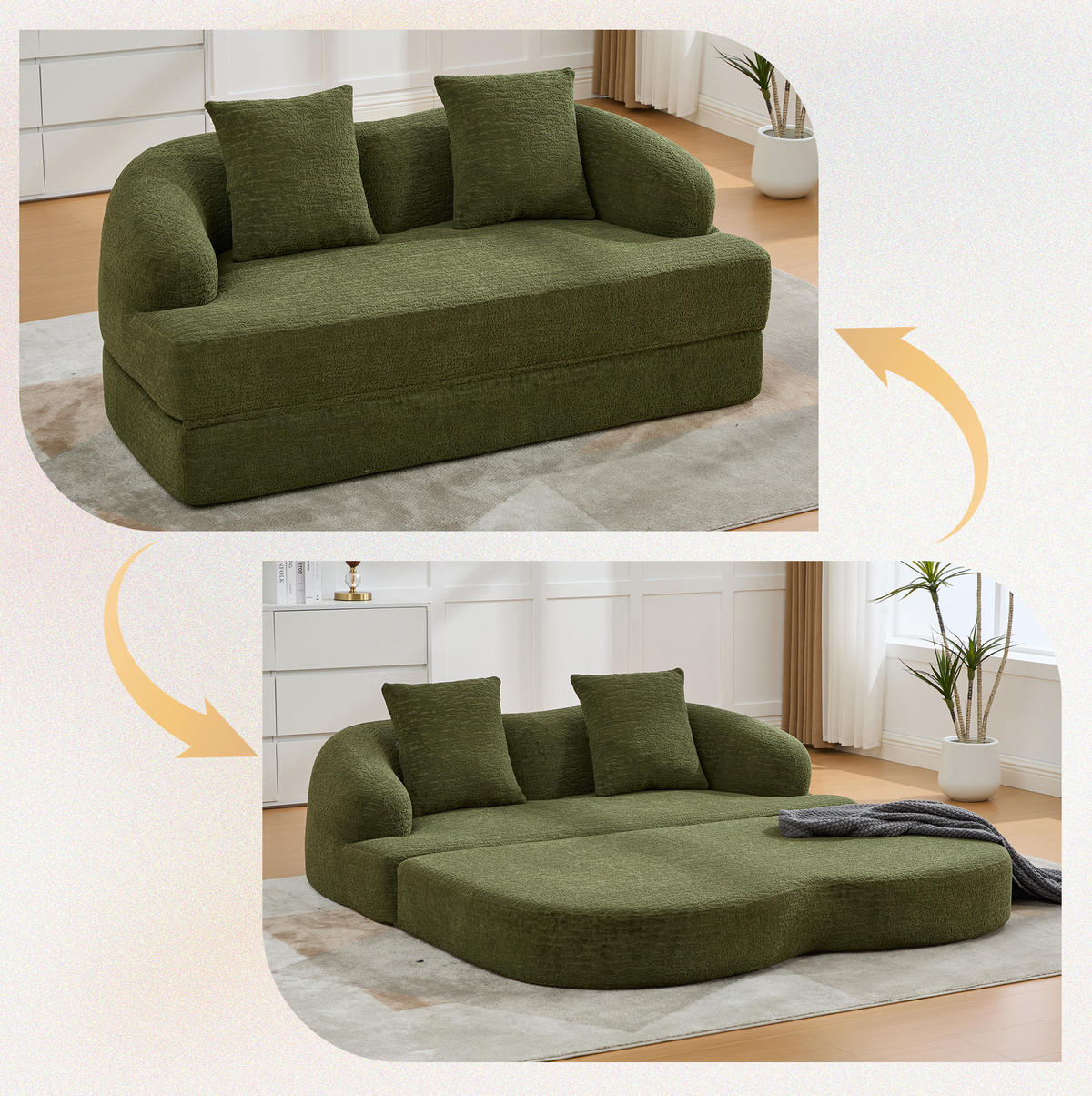 SCHLAFSOFA 157/84/65 cm aus Chenille mit Klappfunktion Grün - Grün, Textil (84/65/157cm) - Modenvie