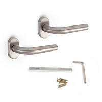 GRIFFE mit ovaler Rosette für Innentüren, L-Form, Edelstahl, Nickel satiniert 2er-set - Silberfarben, Metall (10/6/16cm) - EMUCA
