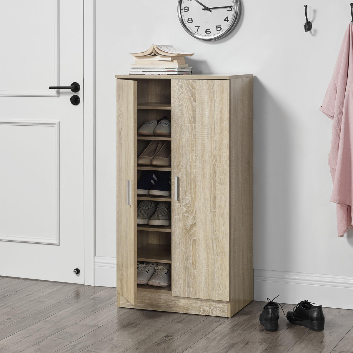 SCHUHSCHRANK Notribontaa - Sonoma Eiche, Holzwerkstoff (55/108/35cm) - [en.casa]