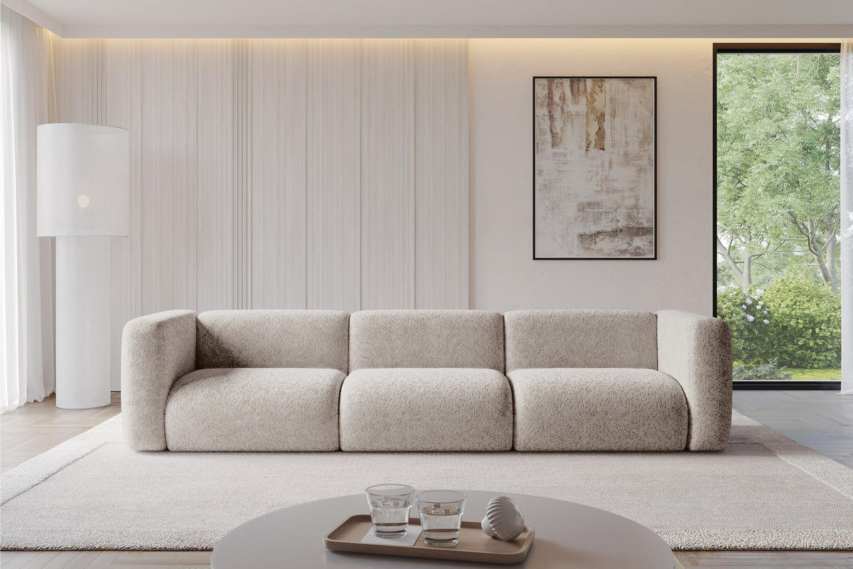MODULÁRNÍ pohovka MIRA-S2, 3místná, 319 × 89 × 70 cm, světle šedá, velur - černá/světle šedá, kompozitní dřevo/textil (319/70/89cm) - ALTDECOR