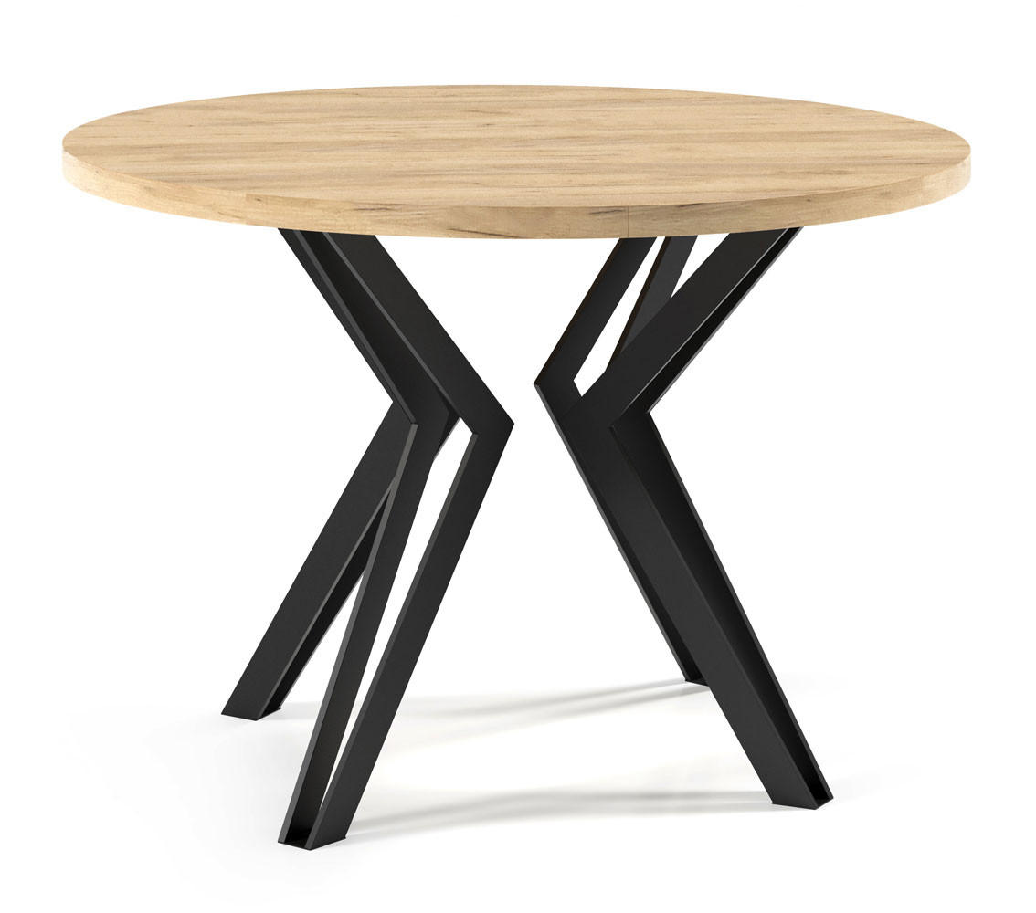 ESSTISCH Randi 120 Gold Craft Eiche / Schwarz 120/196 / 120 / 76cm - Eiche Bianco/Schwarz, Holz/Holzwerkstoff (120/120/76cm) - Feldmann-Wohnen