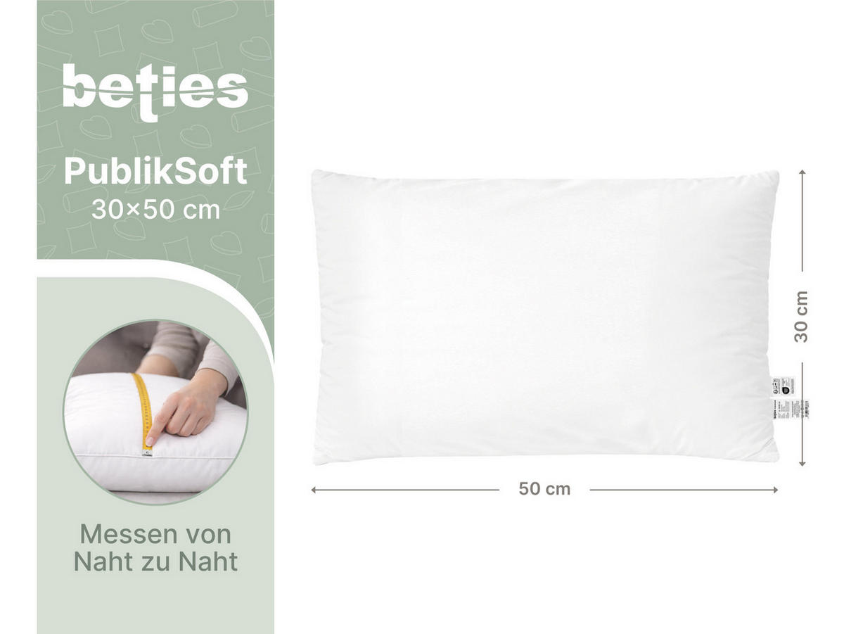 DAUNENKISSEN PublikSoft 30/50 cm - Weiß, Naturmaterialien/Textil (30/50cm) - beties Heimtextil