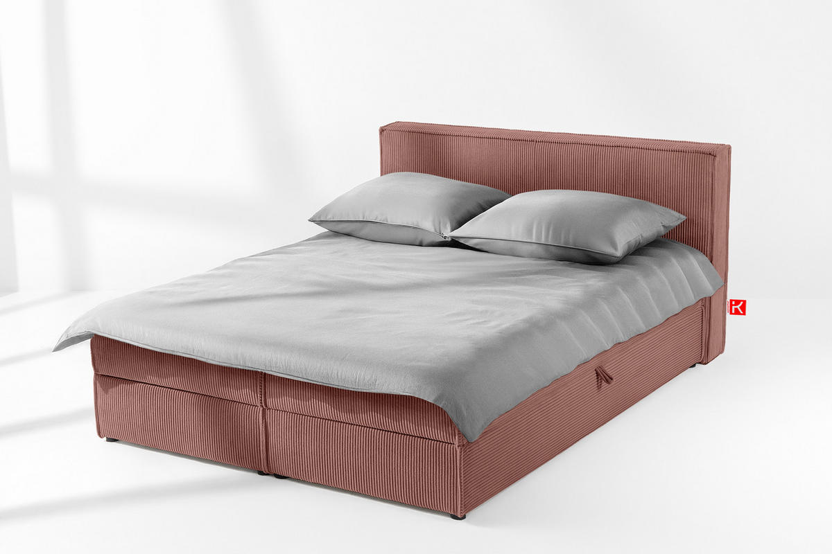 BOXSPRINGBETT ROTI mit Stauraum, rosa - Schwarz/Rosa, Holz/Holzwerkstoff (160/200cm) - KONSIMO®
