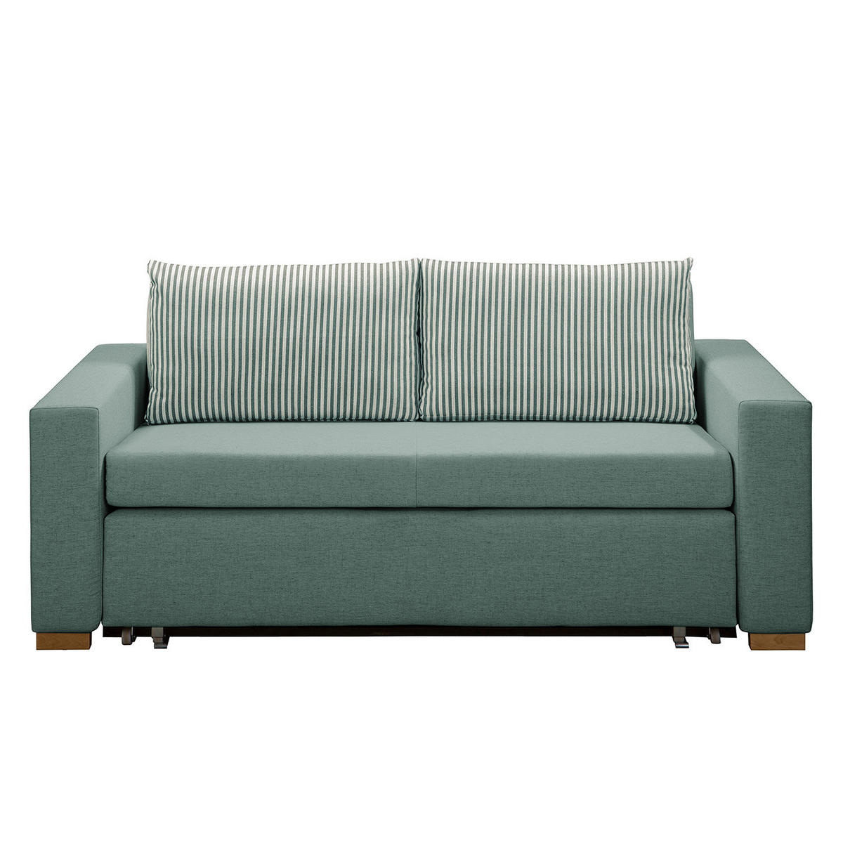SCHLAFSOFA - Webstoff - Braun/Mintgrün, Birkenholz/Textil (190/90/90cm) - home24