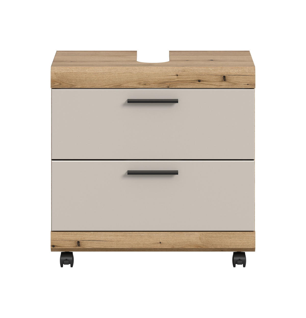 WASCHBECKENUNTERSCHRANK auf Rollen SCOUT (B/H/T: ca. 60/60/34 cm) in Evoke Oak Nachbildung/Kaschmir matt - Eichefarben, Holzwerkstoff (60/60/34cm)