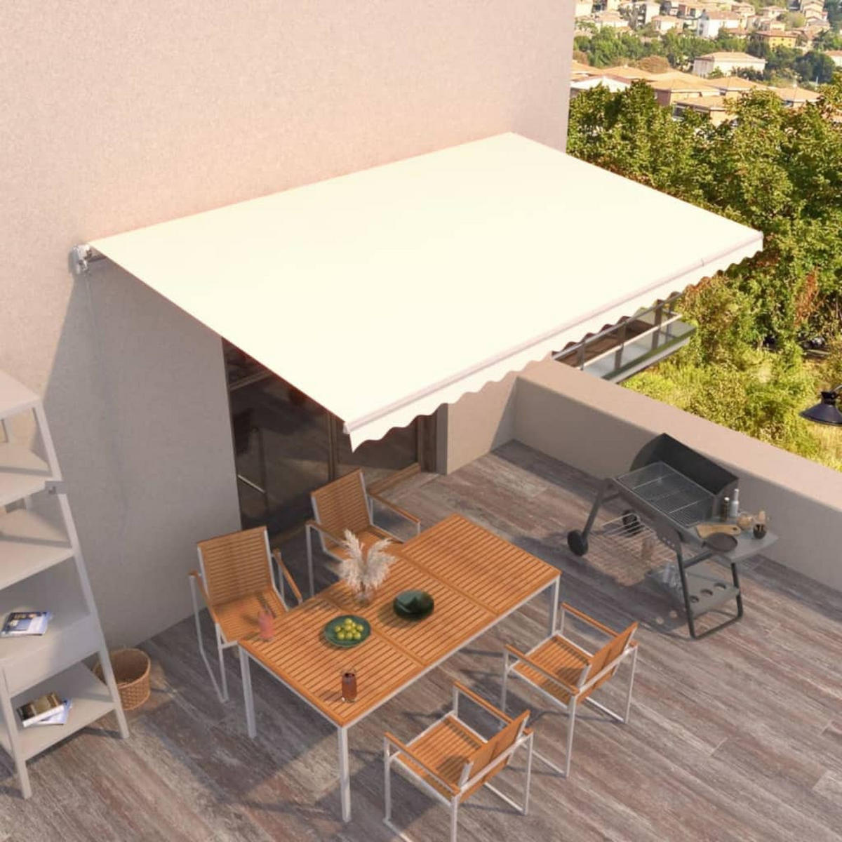 MARKISE Manuell Einziehbar 500x300 cm Creme - Creme, Metall (500/300/500cm) - furnicato