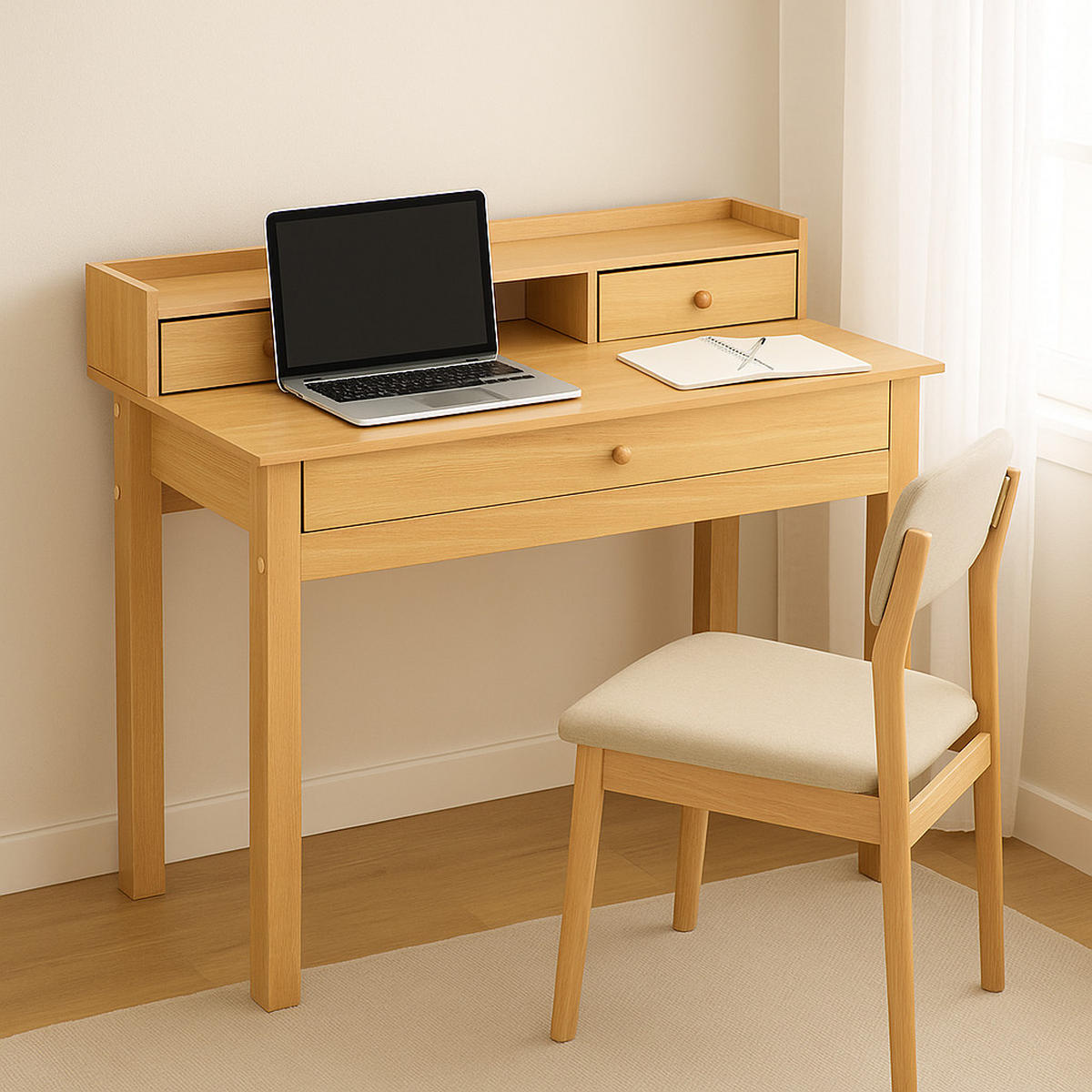 SCHREIBTISCH helles Holz - Hellbraun, Holz/Holzwerkstoff (100/50/91cm) - Urban Meuble