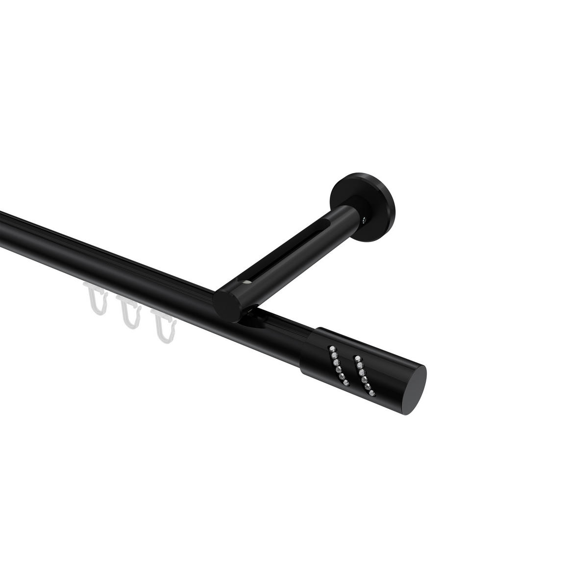 INNENLAUF-GARDINENSTANGEN-SET Siteno Zoena 540 cm (geteilt in 3 x 180 cm), 1-läufig, 20 mm Ø Schwarz - Schwarz, Metall (540cm) - INTERDECO