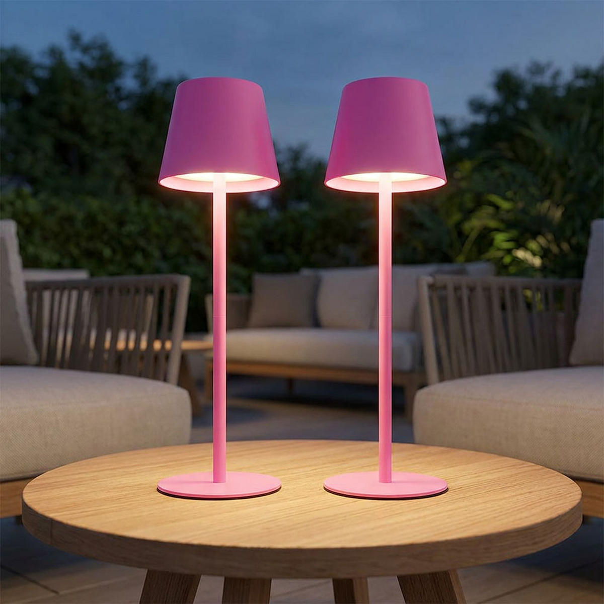 LED AUSSENLEUCHTE Vannie Rosa opal 2er Set - Rosa, Metall (11.5/11.5/36cm) - Globo Lighting
