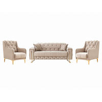 SITZGARNITUR Shimla, Beige Stellvariante 2+1+1 - Beige, Holzwerkstoff/Metall (160/80/100cm)